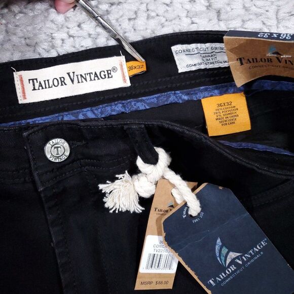 Tailor Vintage Canaan Slim Fit Stretch Black Jeans Men's Size 36 x 32 Stretch - Picture 3 of 9